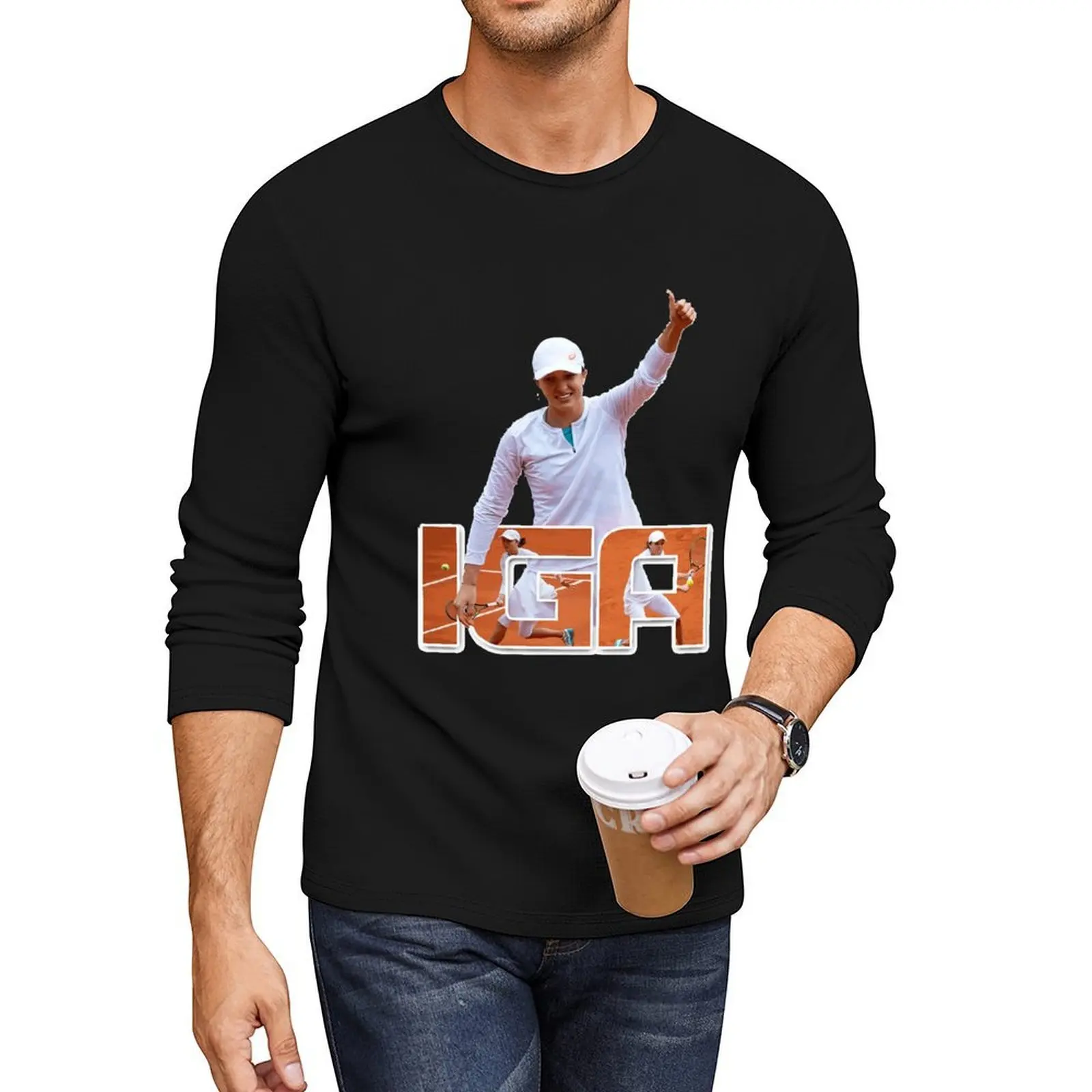 Iga Swiatek - Polish Tennis Star Long T-Shirt man clothes Aesthetic clothing funny t shirts plus size t shirts men clothes