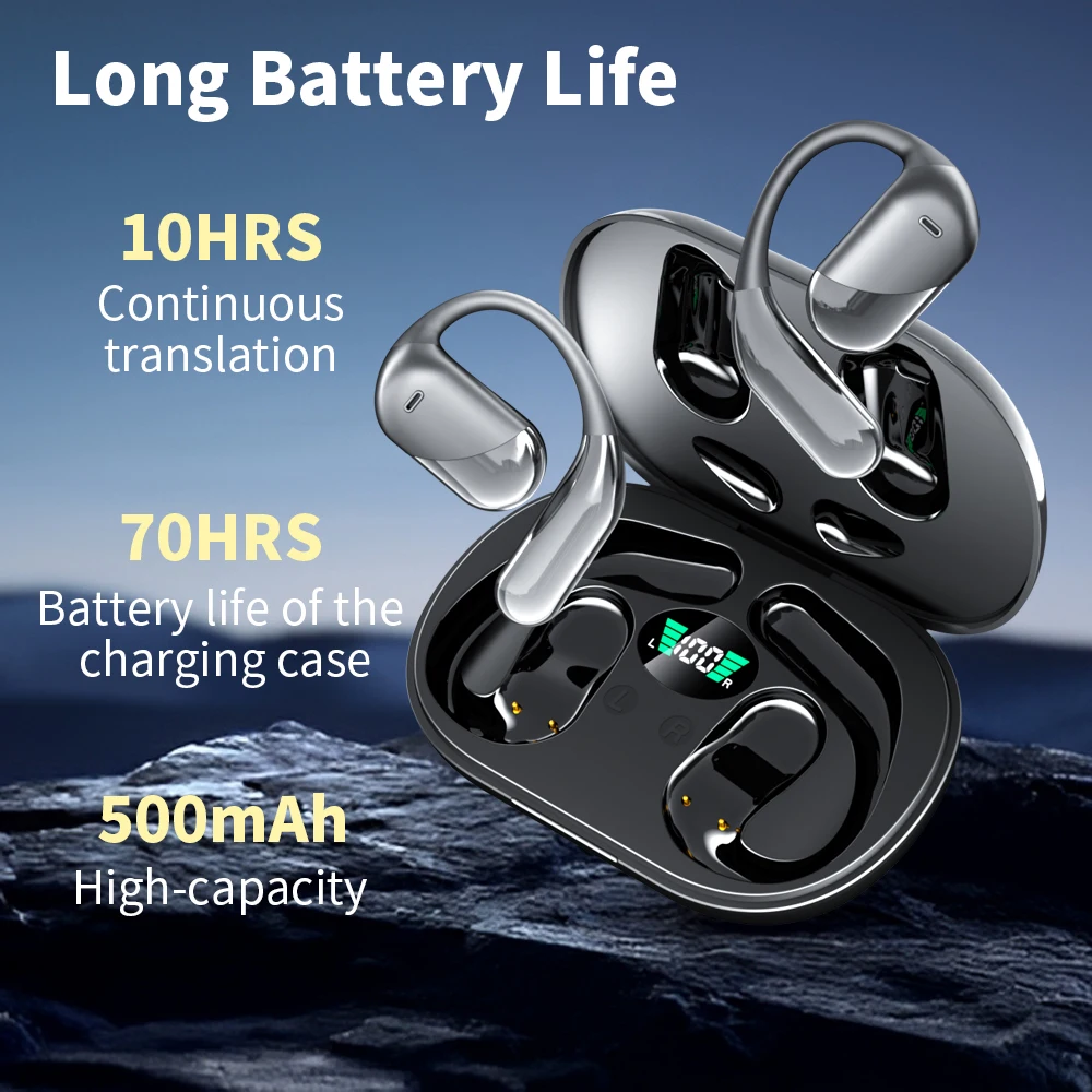 Ai Earphone Translator 144 Lanuge Wireless Earphones Translator Smart Ai Voice Earbuds Translation V5.4 Earphone OWS Earbuds