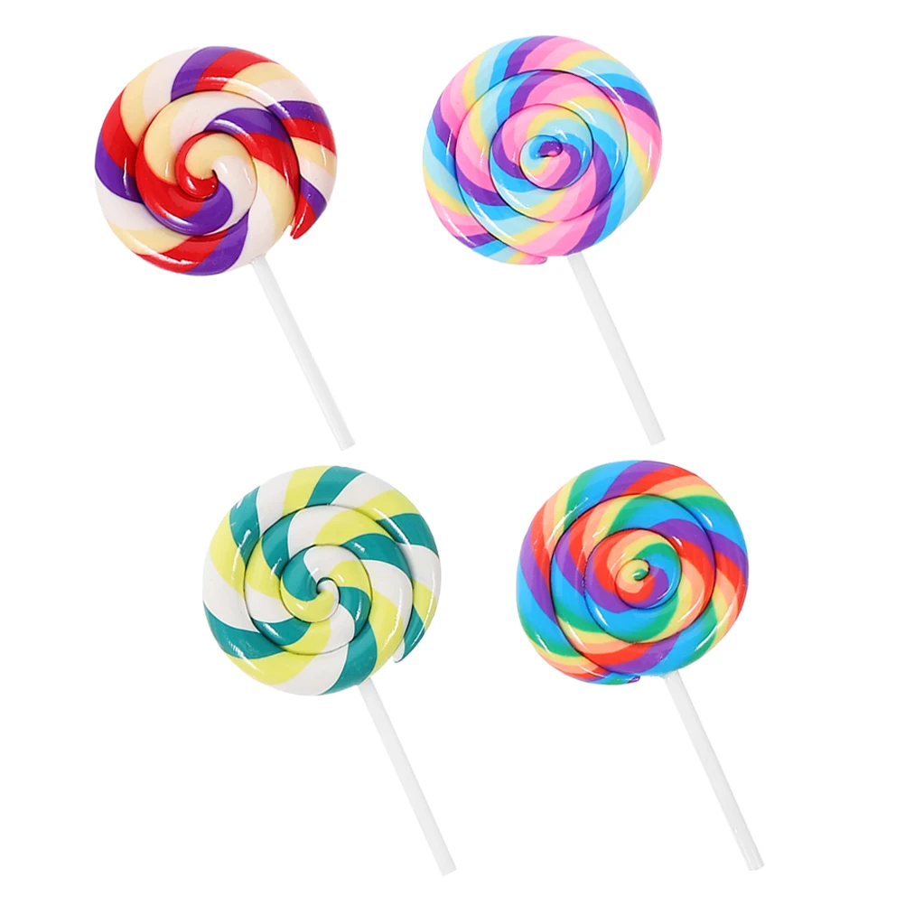 4 Pcs Simulation Lollipop Clay Candy Decoration Decorative Fake Models Photo Booth Creative Prop Artificial