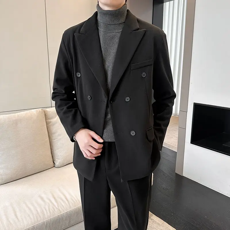 

Мужской костюм Briti Sle Busin: пиджак для свадьбы, элитный однобортный комплект свободного кроя из полиэстера с узким воротником