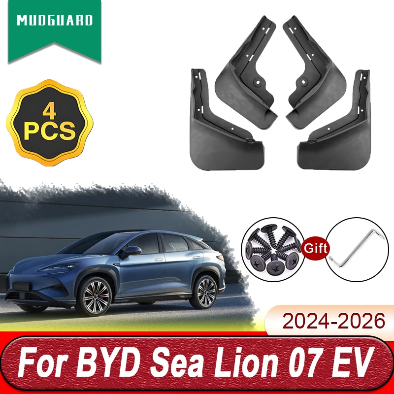 

4 брызговика для BYD Sea Lion 07 EV 2024 2025 2026 Sealion 7, автомобильные брызговики, передние и задние крылья, брызговики, запчасти