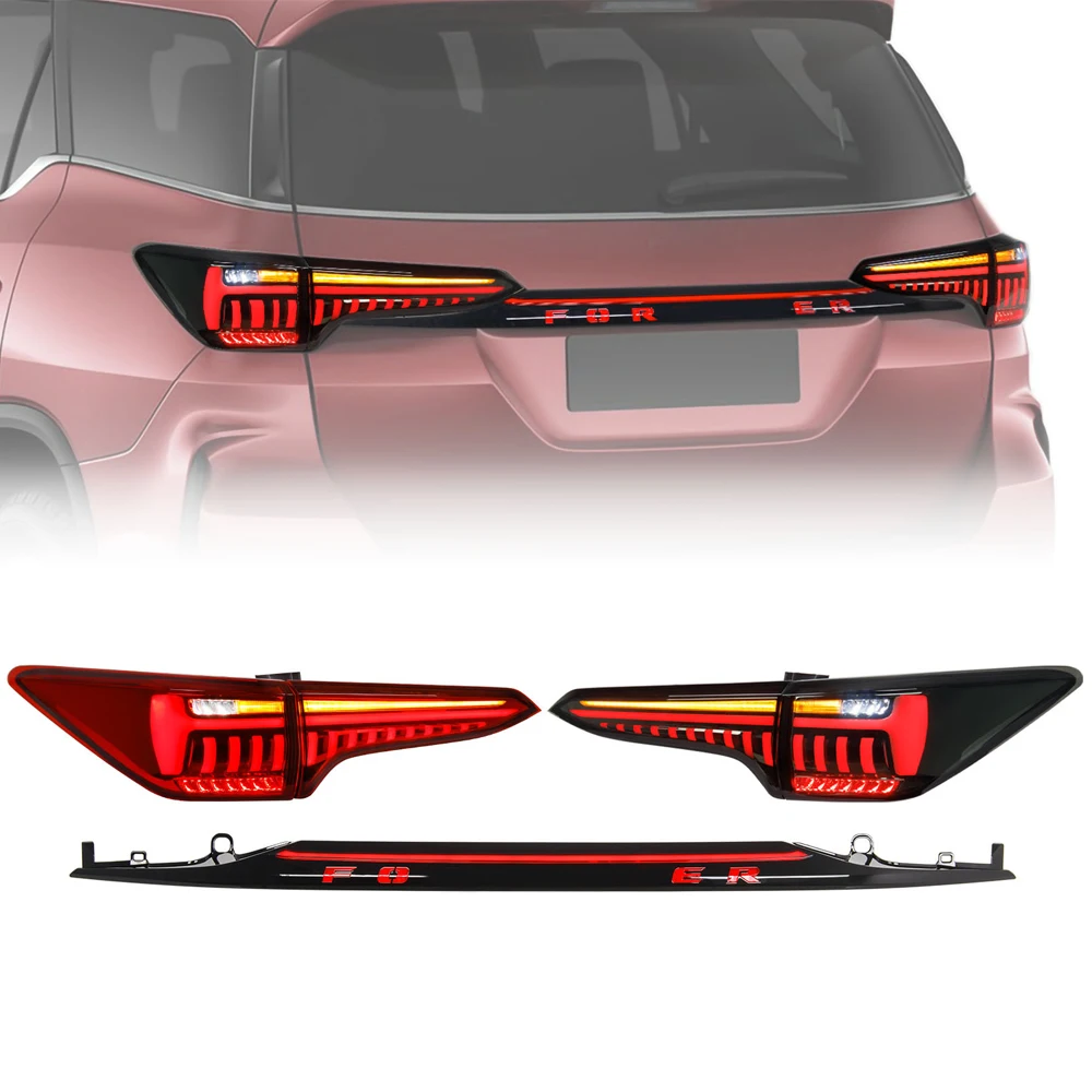 

Горячие светодиодные задние фонари для Toyota Fortuner 16-24, новый стиль, полностью светодиодные автомобильные задние фонари в сборе, аксессуары для сигнала, модифицированная лампа