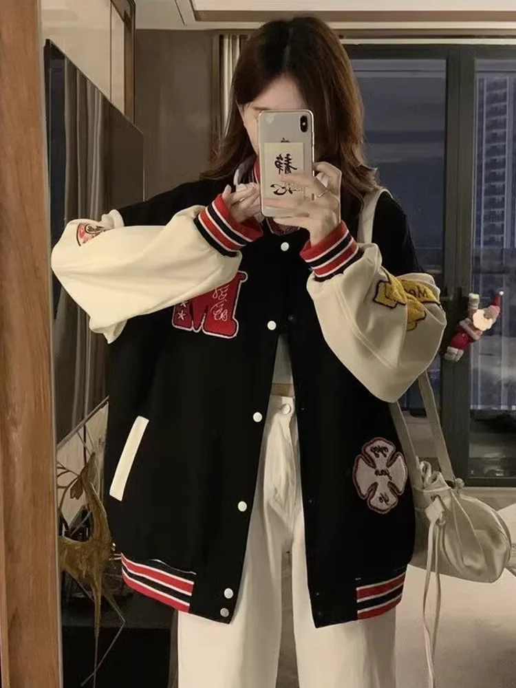 

Retro Couple's Baseball Jaet Men's Loose Casual Versatile Top Student Jaet Trendy American Brand Spring Autumn Outerwear