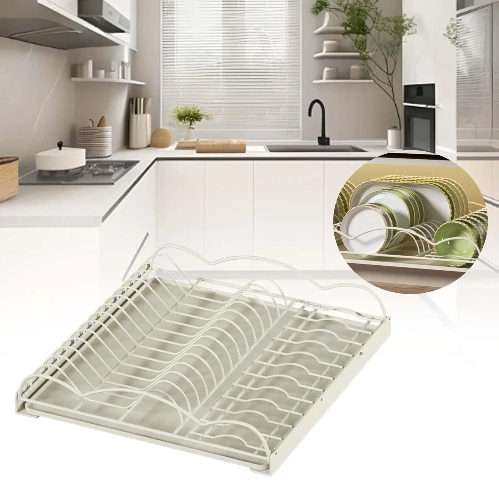 

Pull Out Dish Rack Dish Drying Rack,Space Saving,Portable,Cabinet Organizer,Pull Out Plate Organizer for Restaurant,Pantry