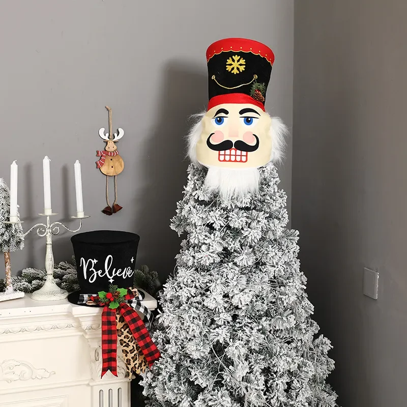 For Christmas Tree Topper Walnut Soldier Hat Arrangement Festive Holiday Home Decor Dressing Supplies Amazon Hot Selling