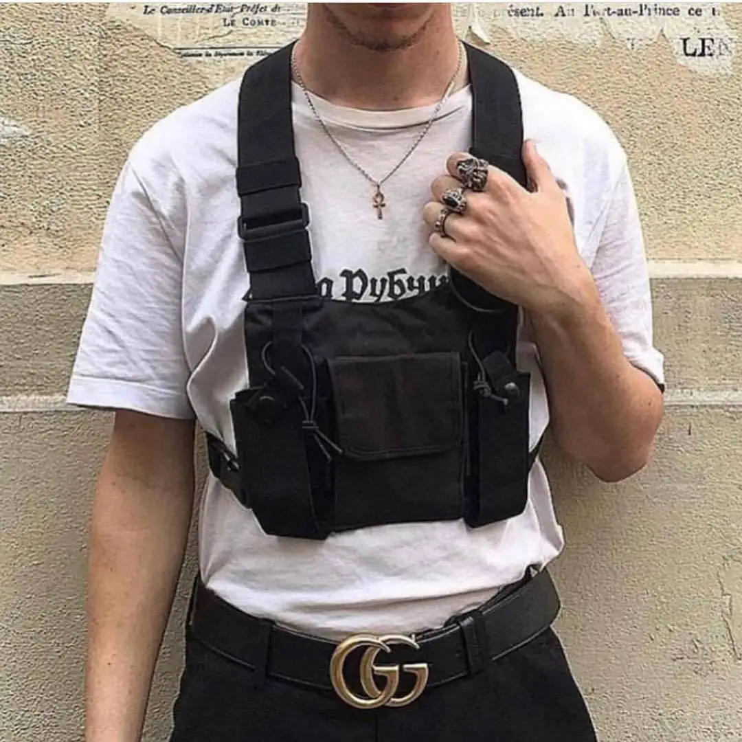 Functional Tactical Techwear Chest Holster Mens Cross Body Fashion Bags Harness Bag Bullet Hip Hop Streetwear Bag Waist Pack