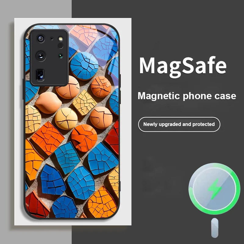 Структура геометрической формы для Samsung S 25 S8 S9 S10 S20Ultra S21 Pro S22 Plus S23 FE S24 Ultra S25 Edge Magsafe Glass Чехол для телефона