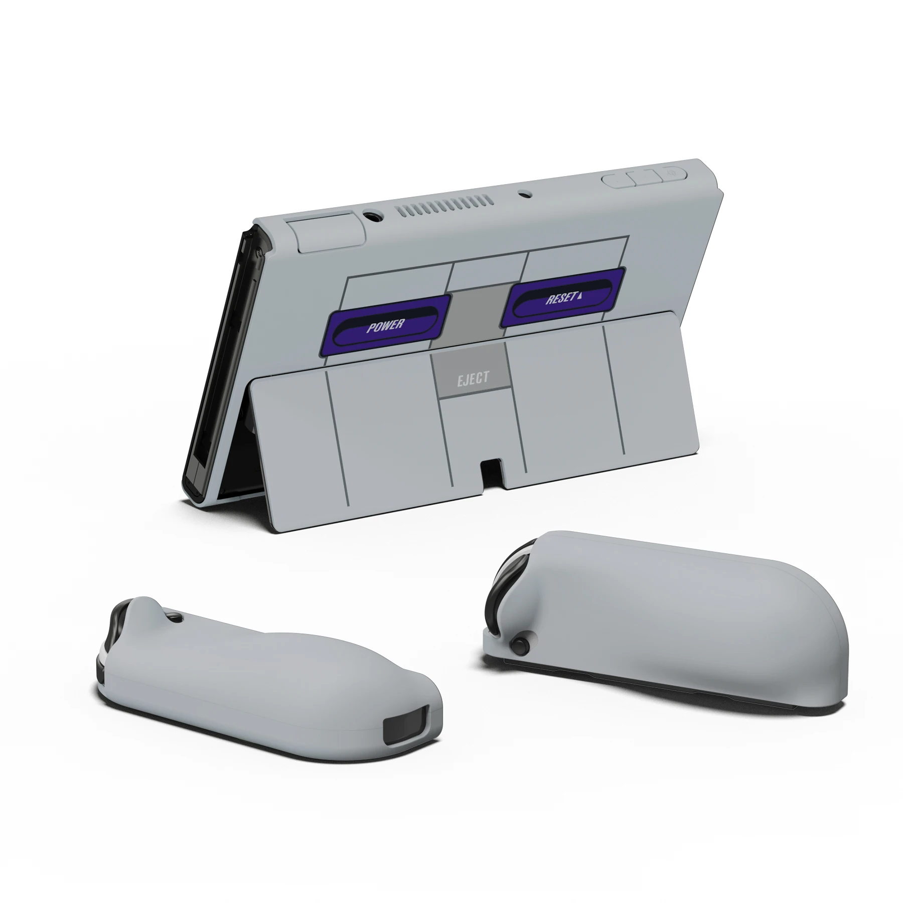 PlayVital AlterGrips Protective Slim Case Hard Shell for NS Switch OLED W/Thumb Grips & Button Caps - Classics SNES Style