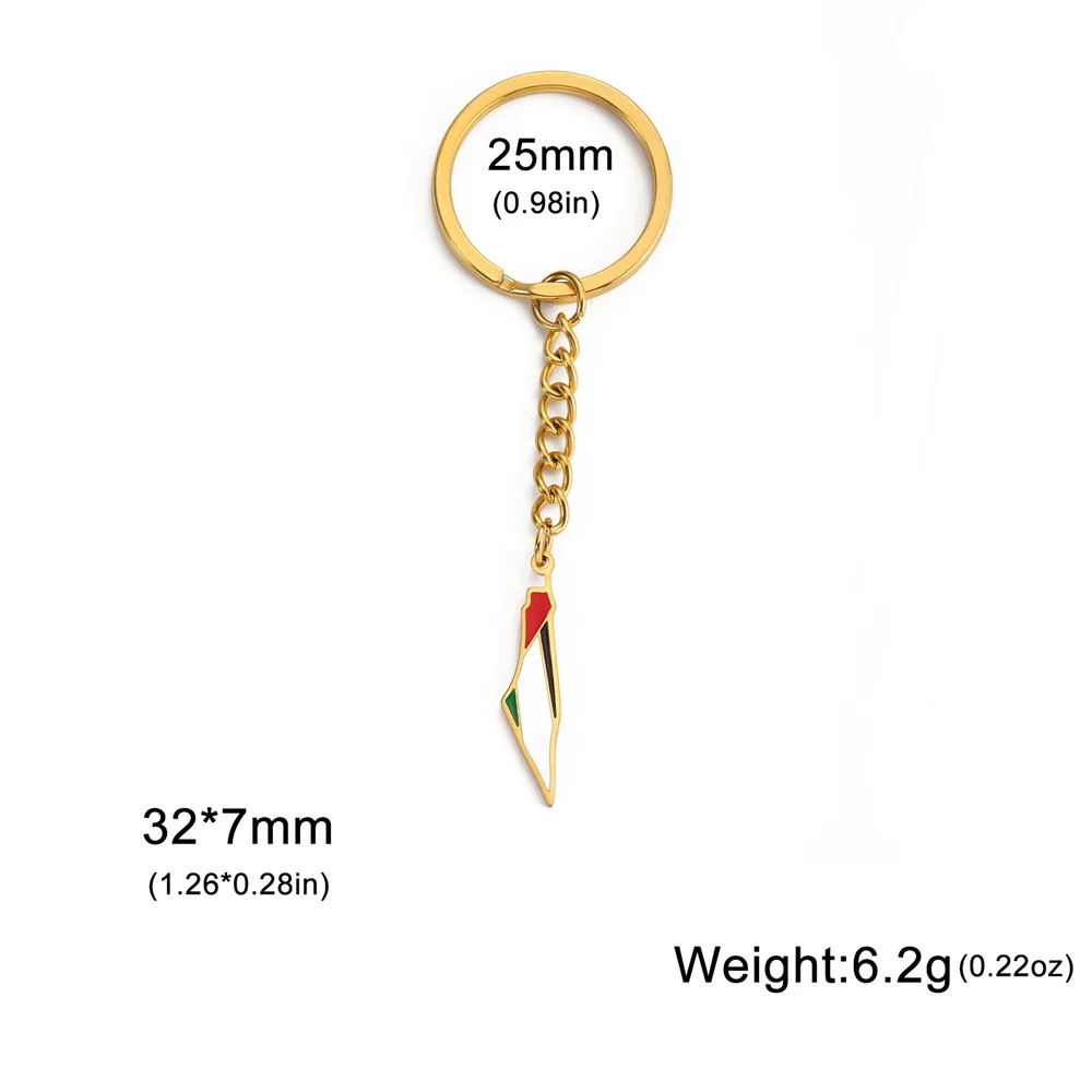 My Shape Palestine Flag Map Keychains Necklace Earrings Bracelet Country Map Keyring Stainless Steel Jewelry Set Wholesale Gifts - view 6