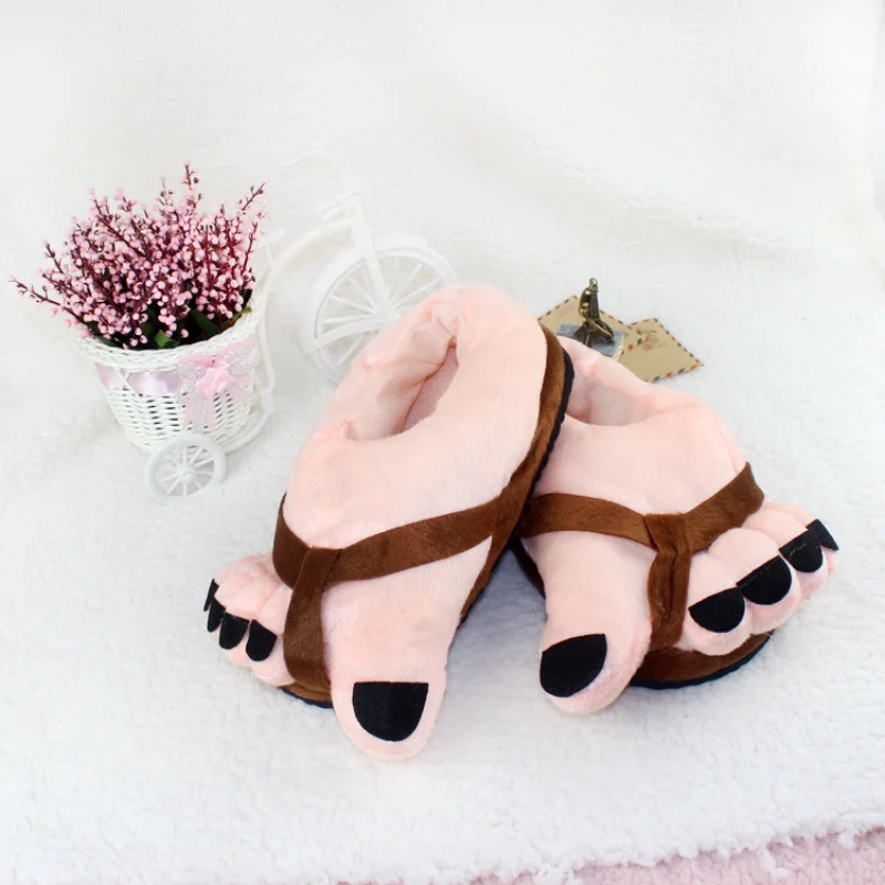 Creative and interesting winter new five-finger cute funny cotton slippers women's home warmth cartoon bag and cotton shoes