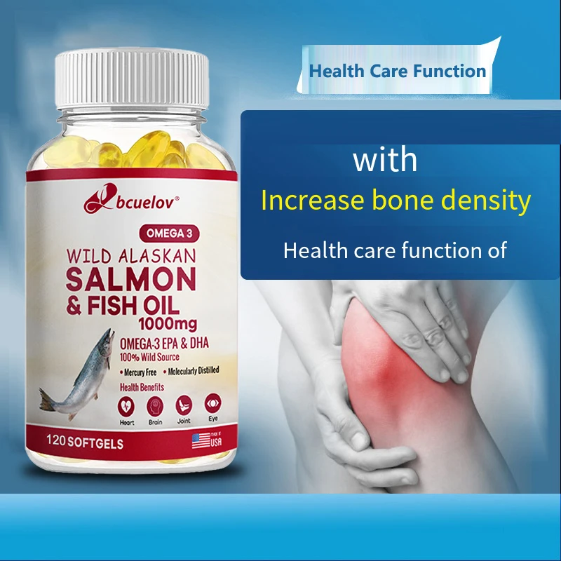 Wild Alaskan Salmon Oil - Pure Fish Omega 3 EPA DHA Fatty Acids - Supports Joint Function, Brain, Eye, Immune and Heart Health