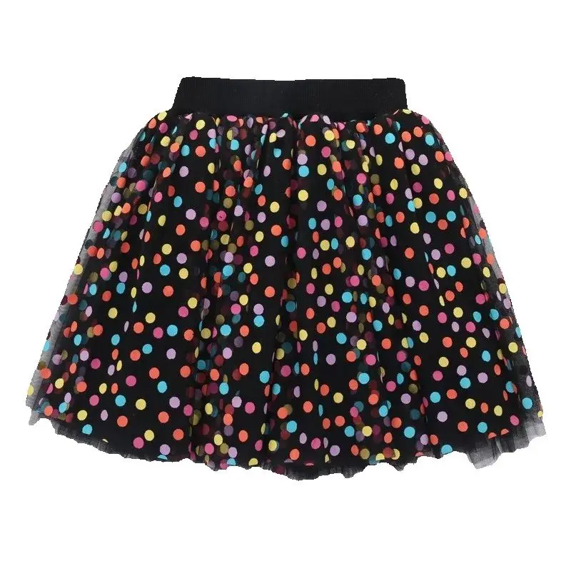 

Summer Girls Princess Skirts Macaron Polka Dot Tutu Skirt Fuffy Skort Candy Girl Color Dot Dance Mesh Skirt Children Lace Faldas