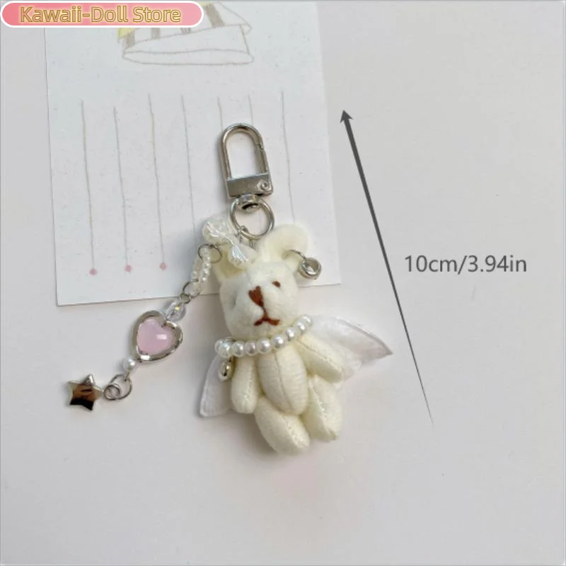 Doux Punk ange lapin en peluche porte-clés pendentif téléphone chaîne sac à dos charme mode à la mode femmes sac suspendu Couple accessoire cadeau