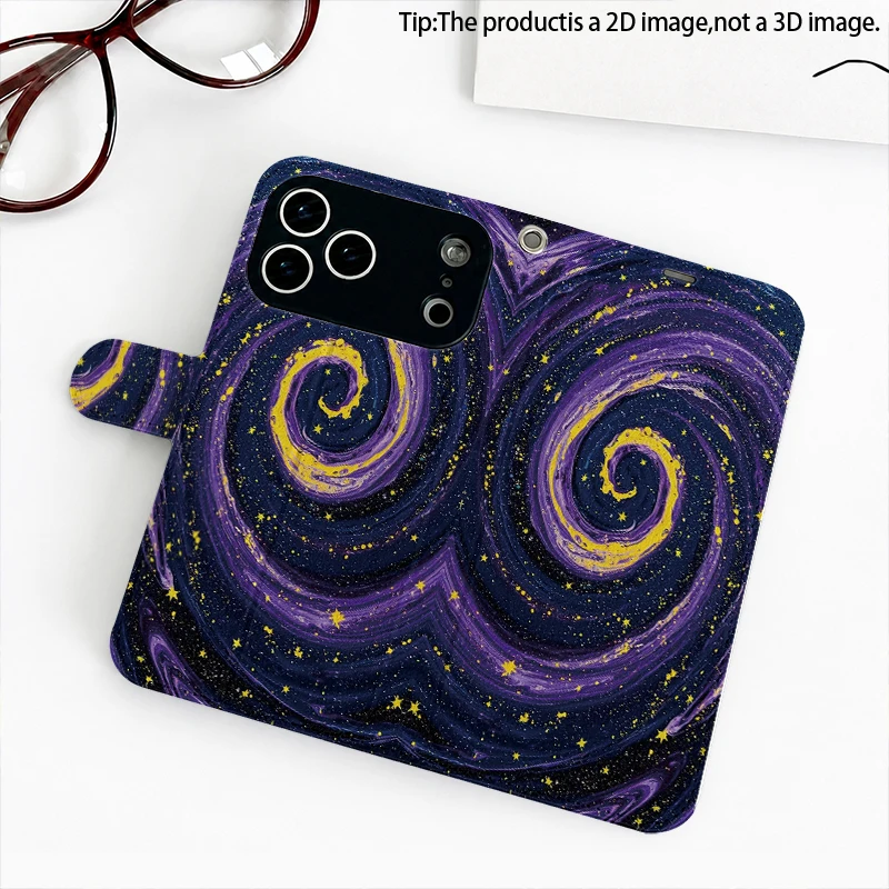 Flip Leather Case - Galaxie-Muster 2D Flip Cover Kunstleder Handyhülle