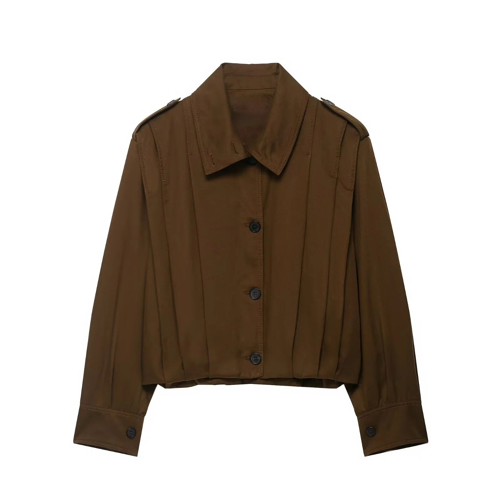 

2025 women's autumn new casual fashion personality versatile pleated strap lapel short jacket