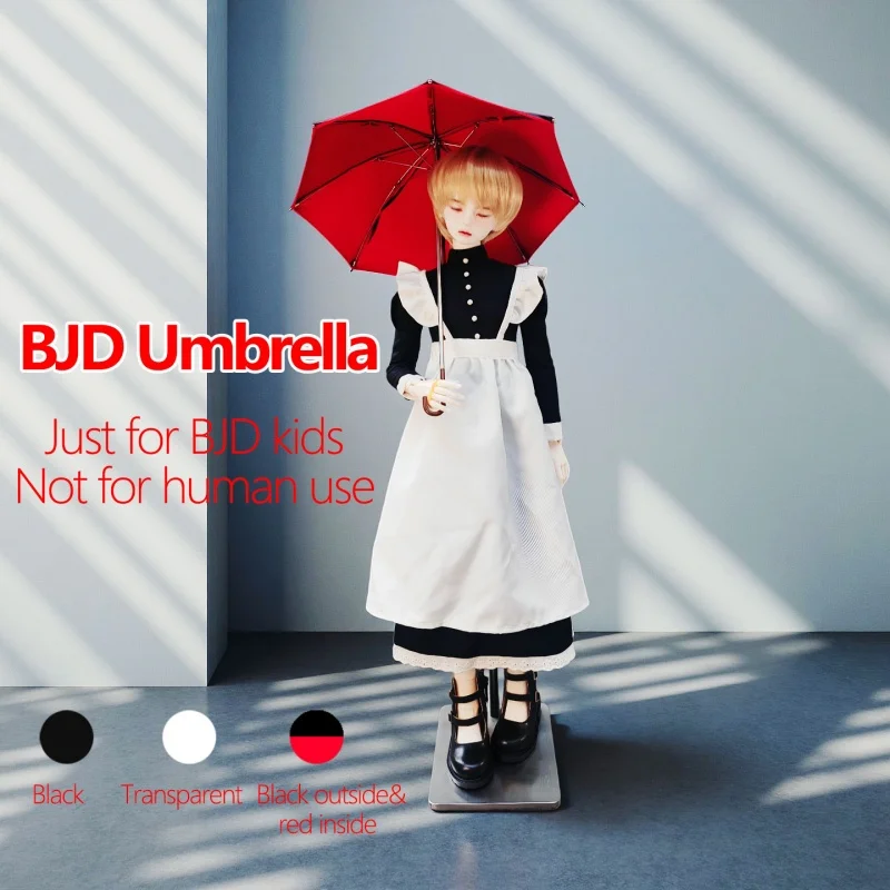 1/4 Scale BJD Doll Umbrella Mini Umbrella Transparent/Black/Black-Red Optional Photo Prop Doll Accessories, Not for Human Use