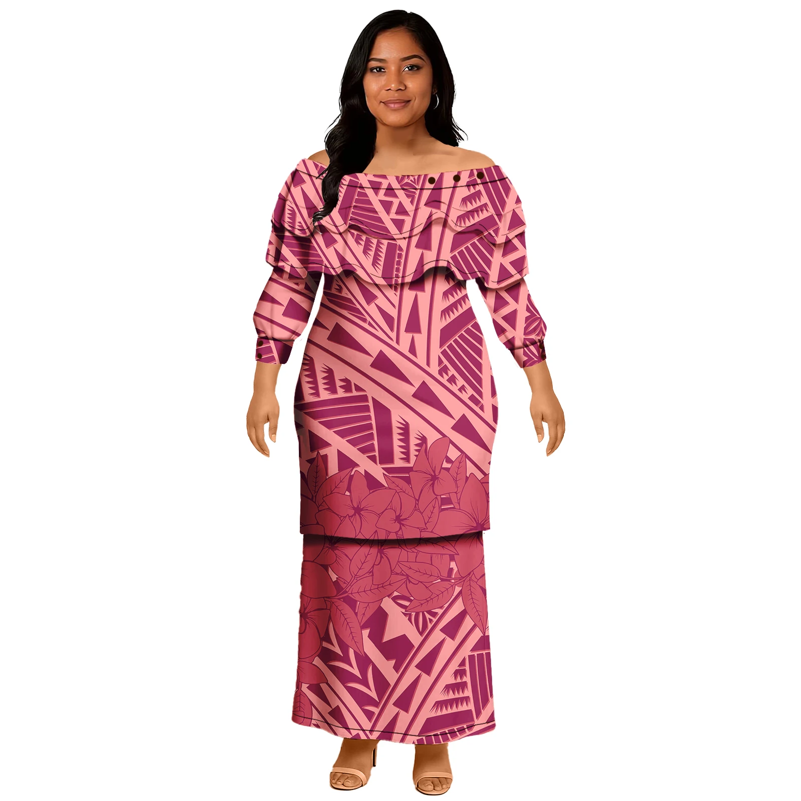 Set da donna taglie forti Abito Asia e Isole Pacifico Abbigliamento Samoa Puletasi Polinesiano Tribale da donna