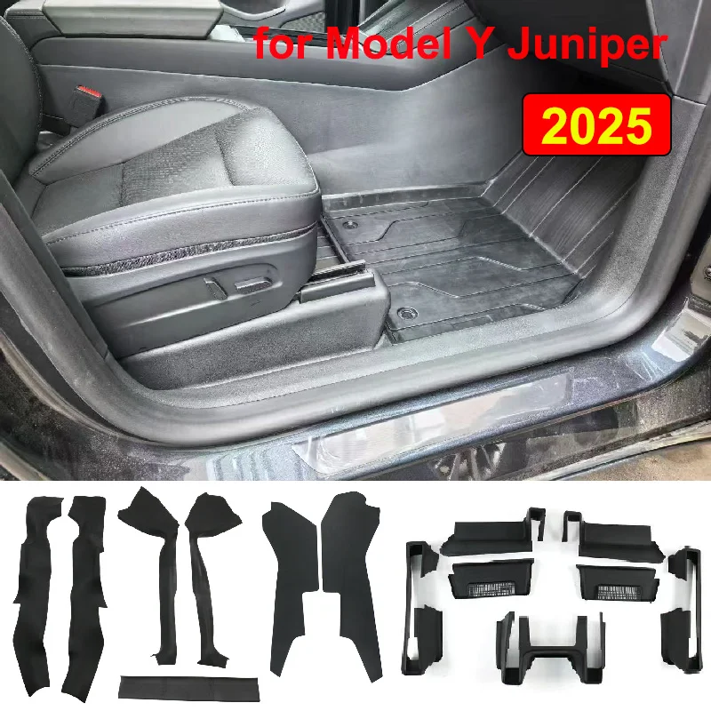 

For Tesla Model Y Juniper 2025 Front Rear Door Sill Guards TPE Inner Protector Cover Plate Trim Anti-Dirty Bumper Welcome Pedal
