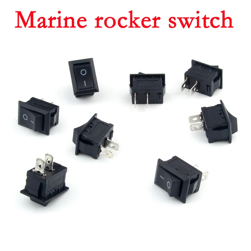 5/20/100PCS KCD1-101 Rocker Switch 2 Pin Car Boat Round Dot Light ON/OFF Rocker  15X21mm Toggle Switch Black 6A 250V 10A 125V