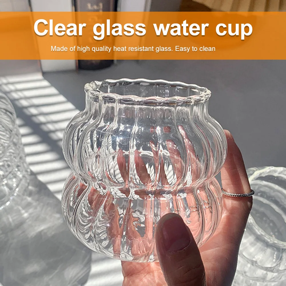 410ml Ribbed Glass Cocktail Glasses Nordic Style Vertical Grain Strip Glass Water Cup Transparent Juice Cold Drink Cup