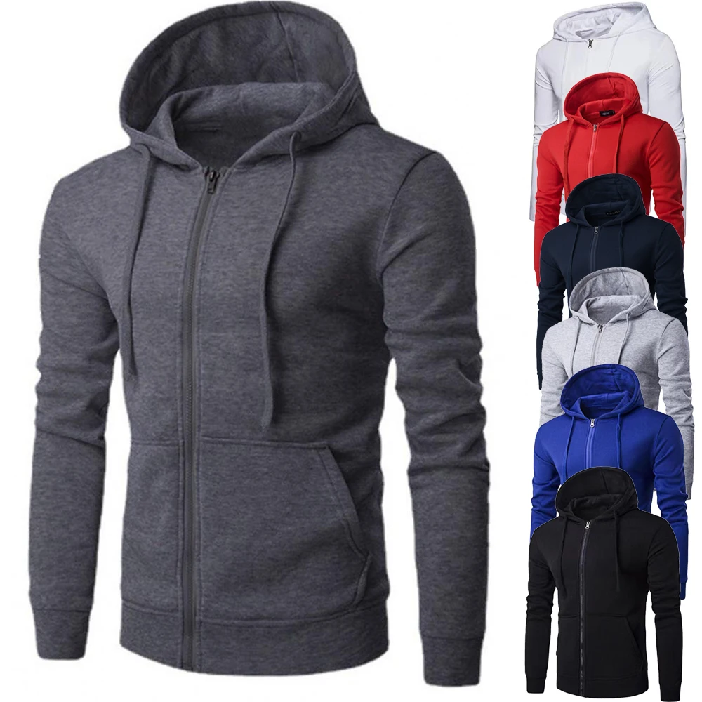 

Men Sweatshirts Long Sleeve Windbreak Jacket with Zipper Closure Outdoor Tops Male Slim Fit Hoodies Clothing Multiple Colors