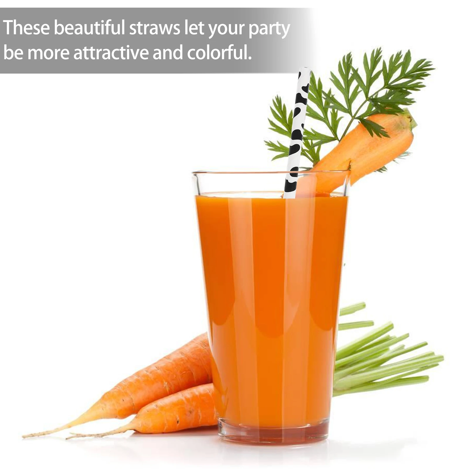 

60pcs Cow Prints Paper Straws Biodegradable Environmental Friendly Birthday Party Supplies Farm Animal Celebrations