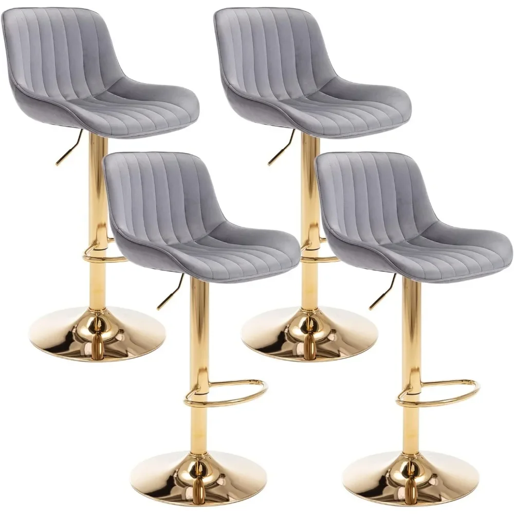 Bar Stools Set of 4, Adjustable Counter Height Bars Stools with Back & Footrest, Bar Chairs