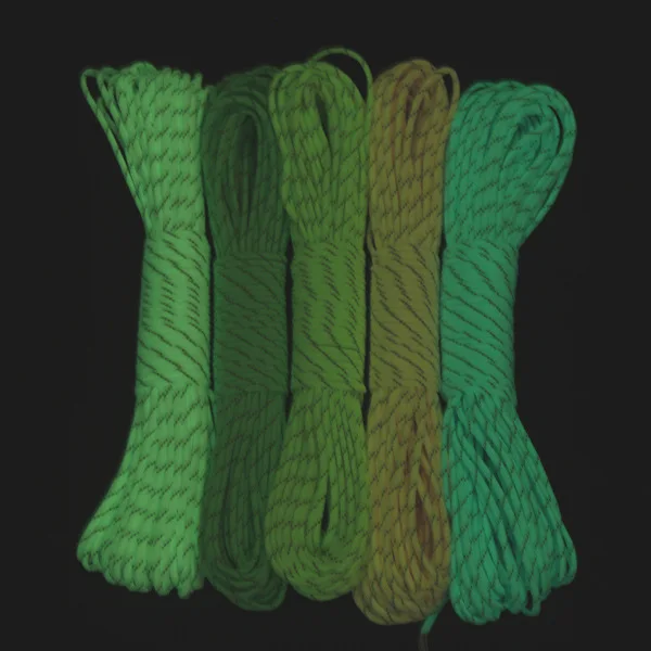 1pcs 100FT 9 Strand Luminous Glow in the Dark & Reflective Paracord Parachute Cord