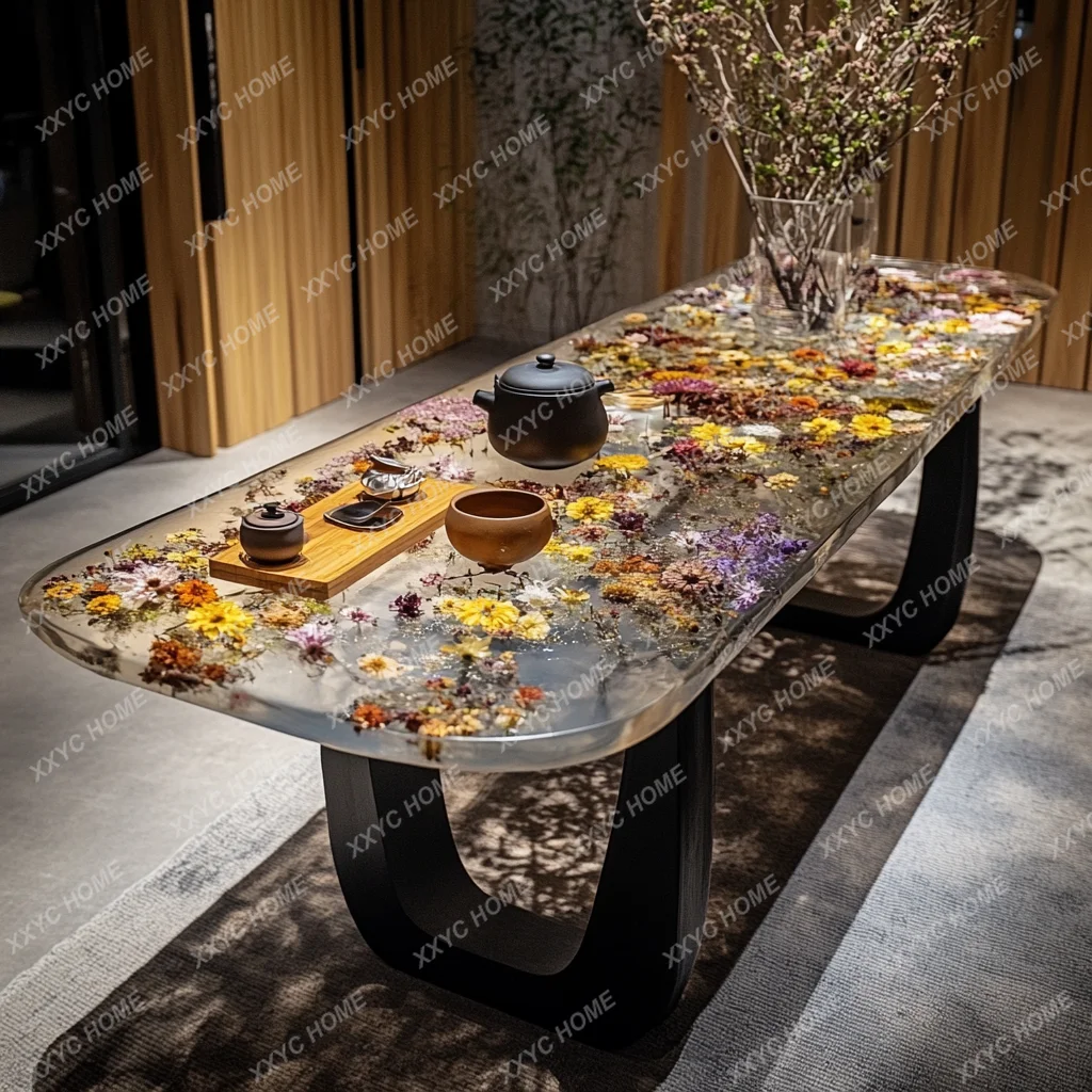 TT Epoxy resin river table coffee table creative personality small apartment living room home simple modern light luxury table 9