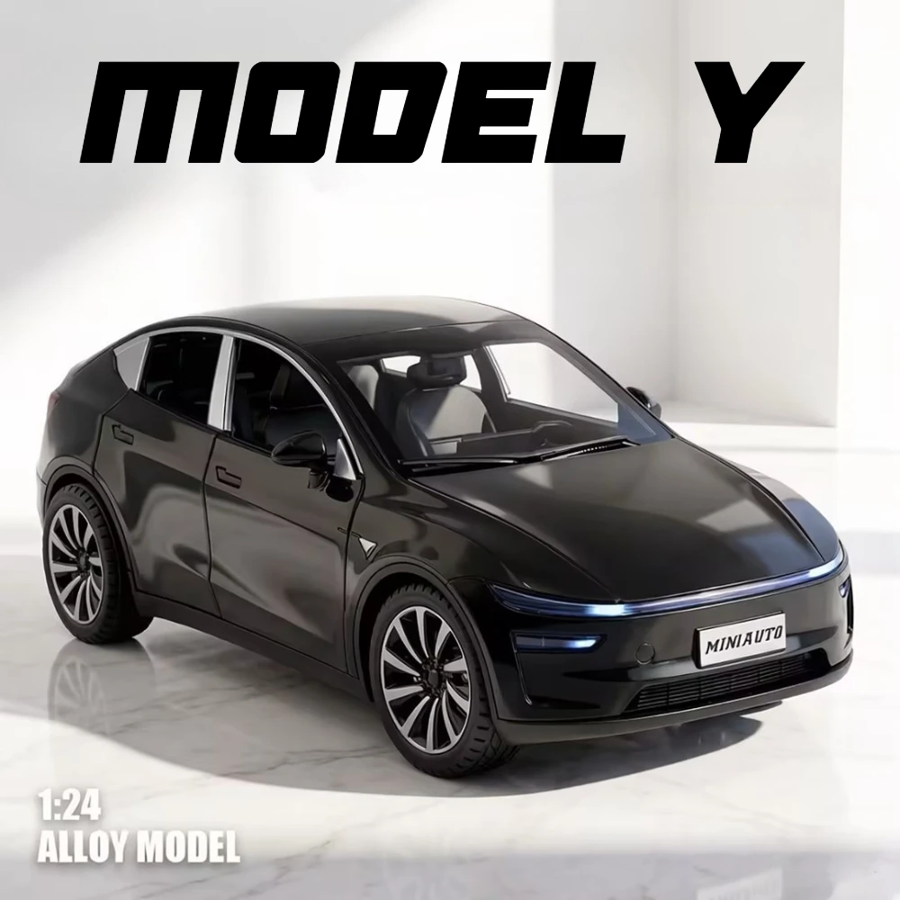 

1:24 Scale Model Y Car Models Toy Front Wheel Steering Shock Absorption New Energy Vehicles Toys for Kids Hobby Ornaments