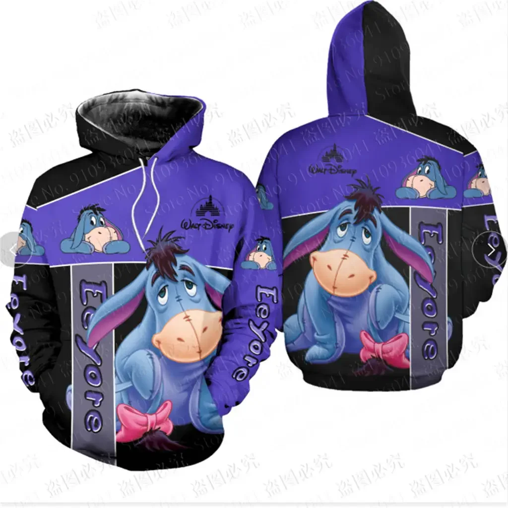 Disney Winnie the Pooh Men Women 3D Print High Quality Fleece Zipper Hoodies Parent-child Clothing Pullover Tops