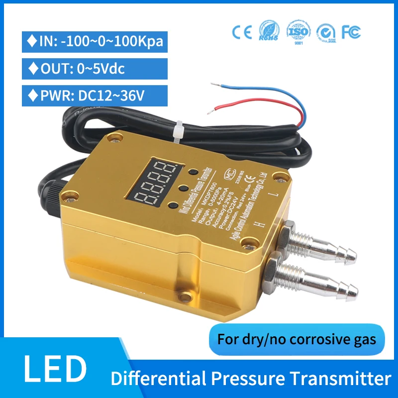 

Micro 100pa Air Differential Pressure Transmitter Air hvac 0-5v 1kpa Pressure Sensor Mall Pipeline Wind Pressure Corridor