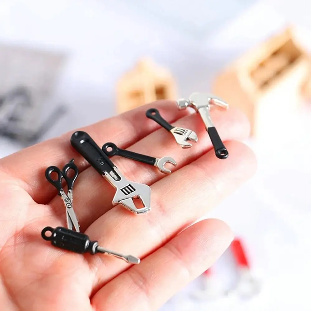 DIY Toy 1:12 or 1:6 Miniature Repair Kits Model Toys Simulation Dollhouse Hammer Alloy Decoration Doll Wrench Furniture Toys