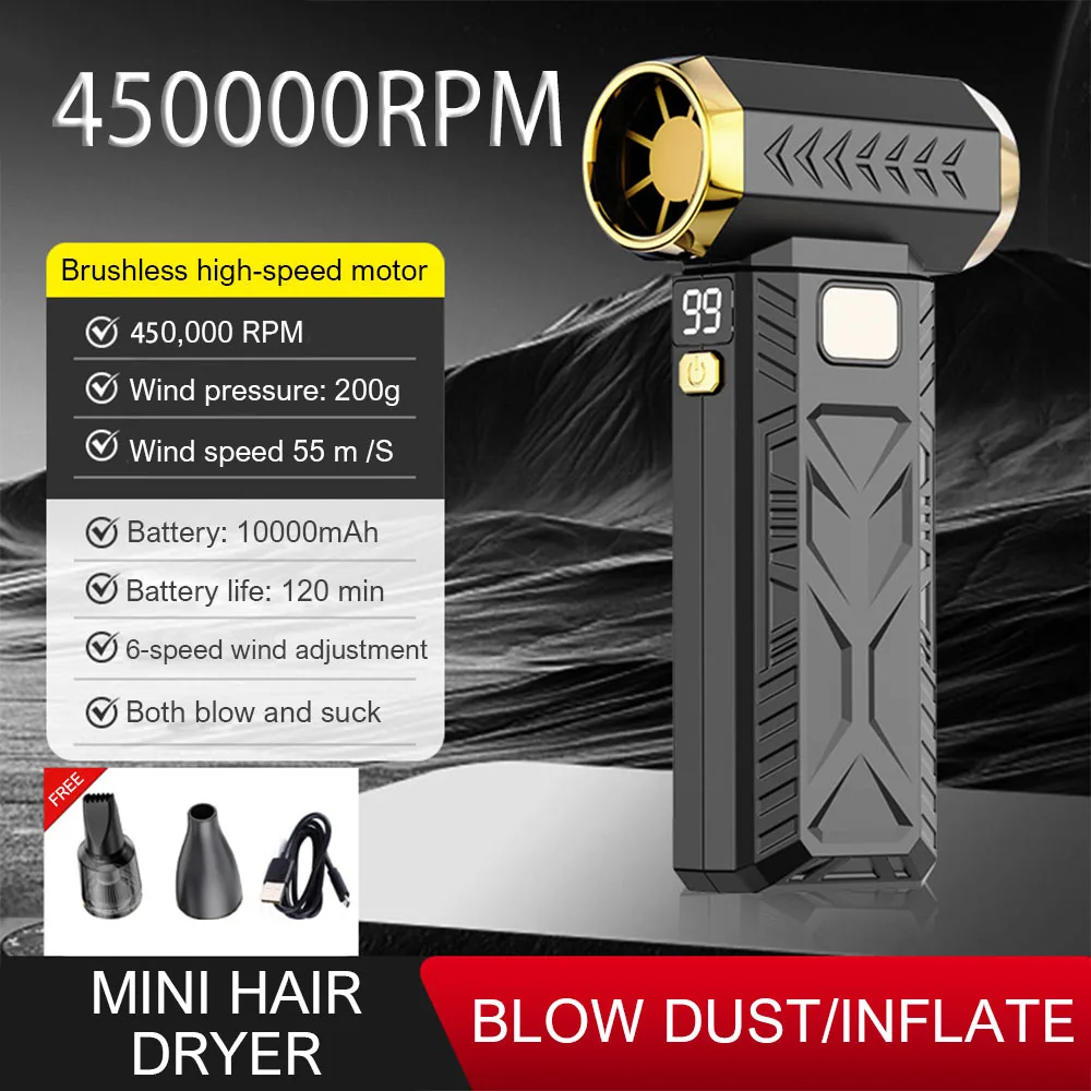 

Mini Turbo Jet Fan 400000RPM Powerful Air Blower 10000mAh Battery Vacuum Dust Cleaner Strong Winds Brushless Turbo Jet Blower