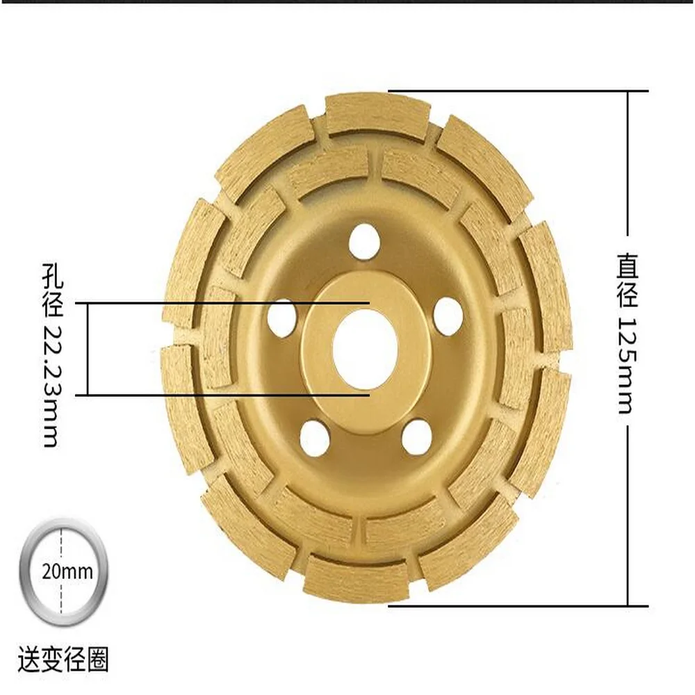 ต้นทุนขายคุณภาพสูง 125*22*5 มม.T/I/double Turbo Segmented เปียกถ้วยล้อสําหรับบดหินอ่อน/หินแกรนิต/เซรามิค/คอนกรีต