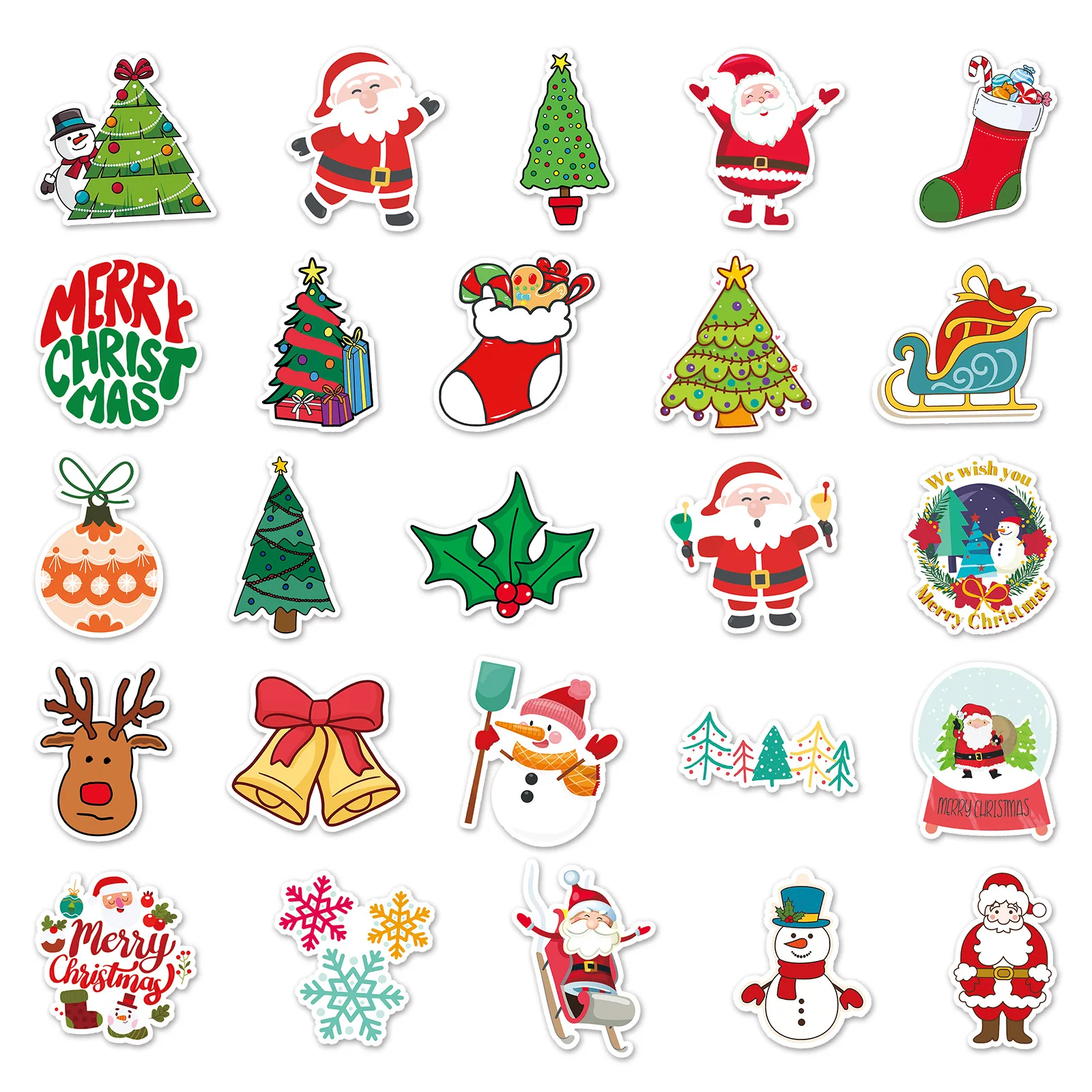 Christmas Graffiti Stickers, Different Cartoon, DIY, Skateboard, Phone Case, Luggage, Waterproof Sealing Stickers, 50Pcs