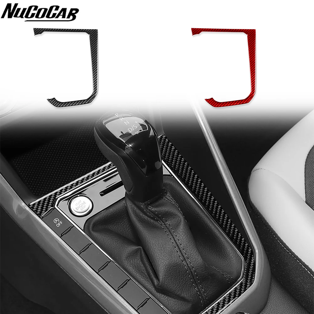 For VolkSwagen POLO 2019-2025 Carbon Fiber Central Gear Shift Panel Trim Cover Car Accessories Interior Decorative Stickers