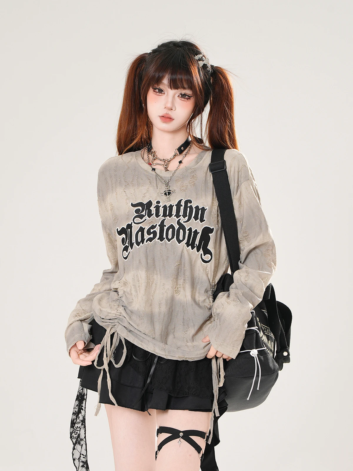 

Комплект Basel Sunset Dstring Свободная женская футболка в Корейском стиле с ленивым дизайном, эффективный осенний топ для похудения