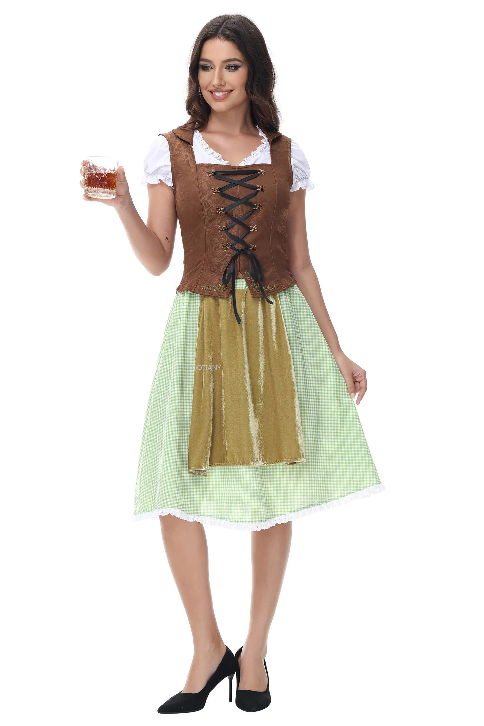 German Sexy Oktoberfest Dresses Bavarian Traditional Court Beer Girl Maid Dirndl Costumes Halloween Party Women's Beer Stagewear