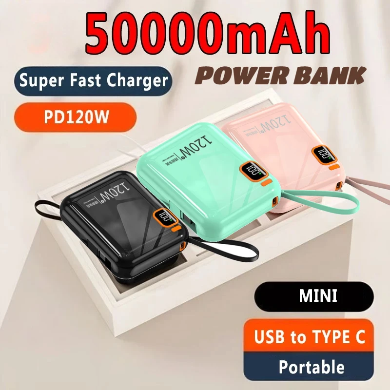 

PD120W Power Bank 50000 мАч Кабель USB-TYPE C Съемное двустороннее быстрое зарядное устройство Портативный Powerbank для Iphone Samsung