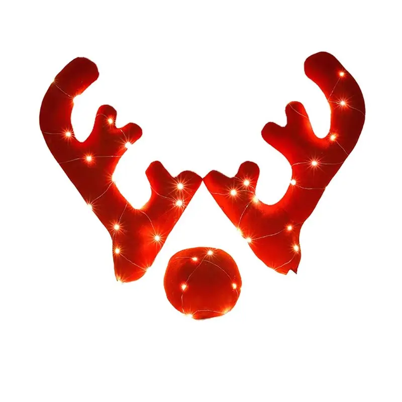 Christmas Antlers Lights For Truck SUV Elk Vehicle Decoration Accessory String Car Decor