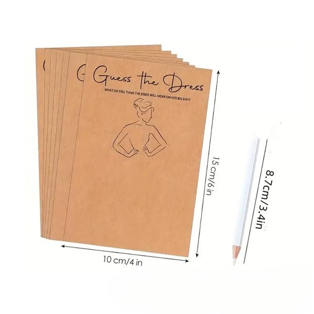 20 Stück Hochzeitskleid-Guess-the-Dress-Spielkarten mit Stiften – Brautparty-Malspiele für Junggesellinnenabschiede und Hochzeitsdekorationen – Detail 5