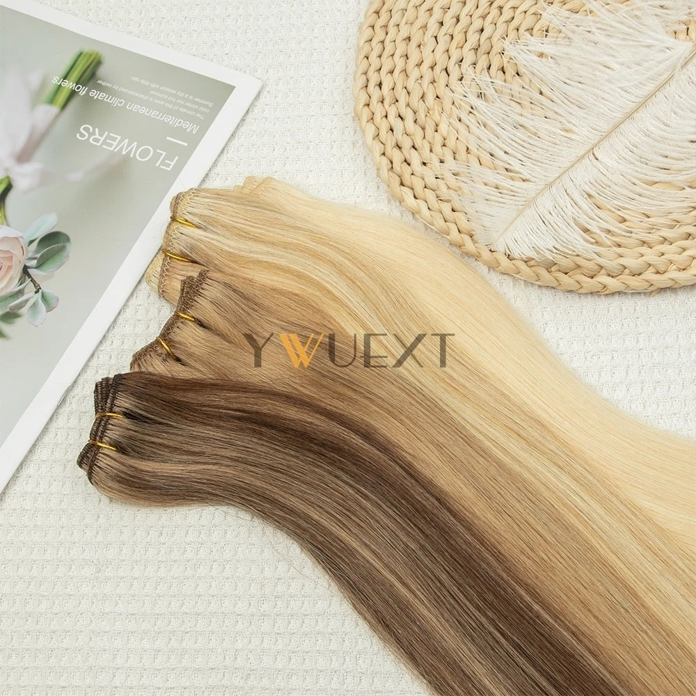 Menselijk Haar Inslag Extensions Recht 12 "-24" Inch Machine Remy Menselijk Haarverlenging 50 g/pak Kan Krullend haar Weeft