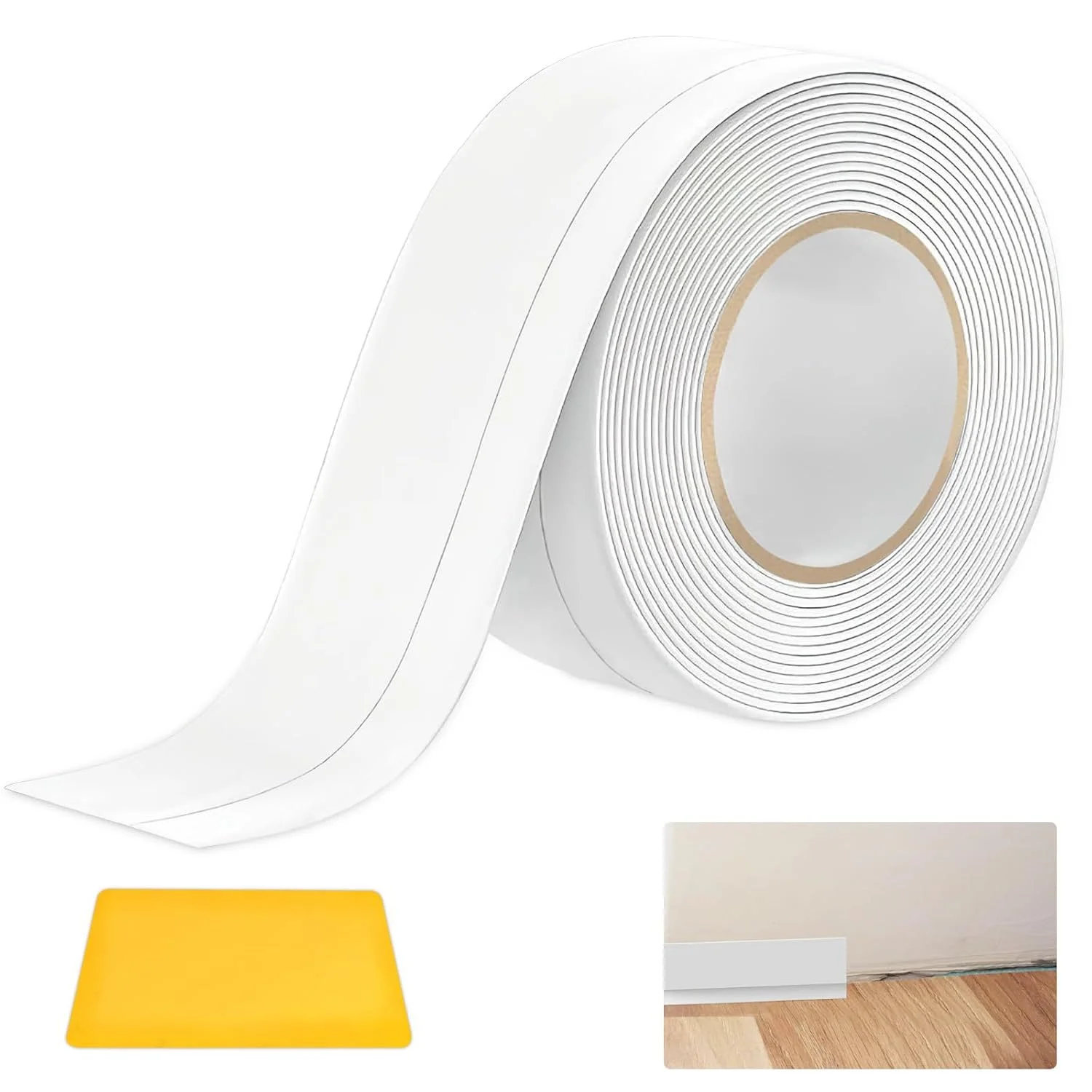 

Самоклеящаяся уплотнительная лента из мягкого ПВХ, 5 м, 50×20 мм, белая, гибкая резиновая лента для заполнения щелей, для защиты дверей от шума и пыли