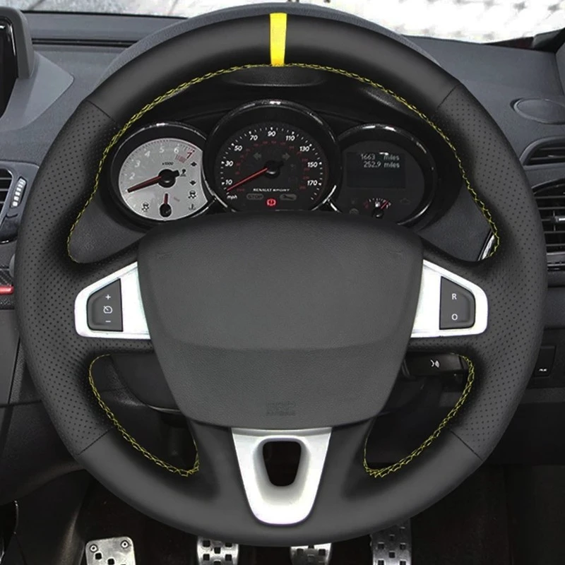 Steering Wheel Cover DIY Black Artificial Leather Car Steering Wheel Covers For Renault Megane 3 (Coupe GT) RS 2010-2016