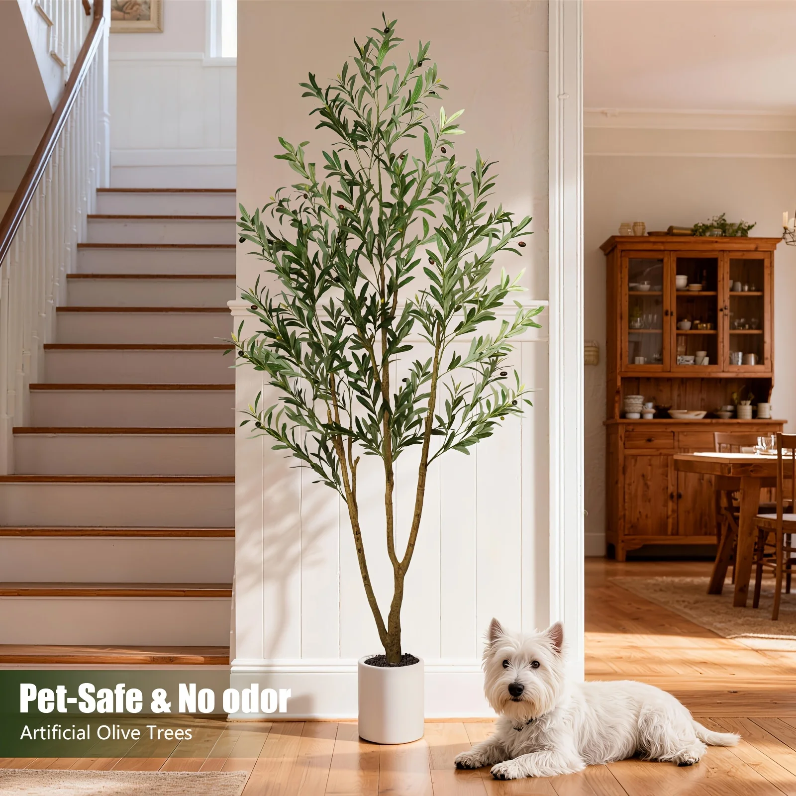 

Artificial Olive Tree, 5/6/7ft Artificial Olive Plants, Tall Faux Olive Tree, Fake Topiary In Pot With Olive Branch & Fruit, Home Office Modern Decor Gift For Housewarming