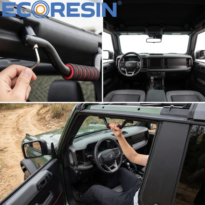 Aluminum Alloy Front Roll Bar Grab Handles for Ford Bronco 2021-2024 2/4 Door Interior Accessories Off Road Grip Bar Red/Black