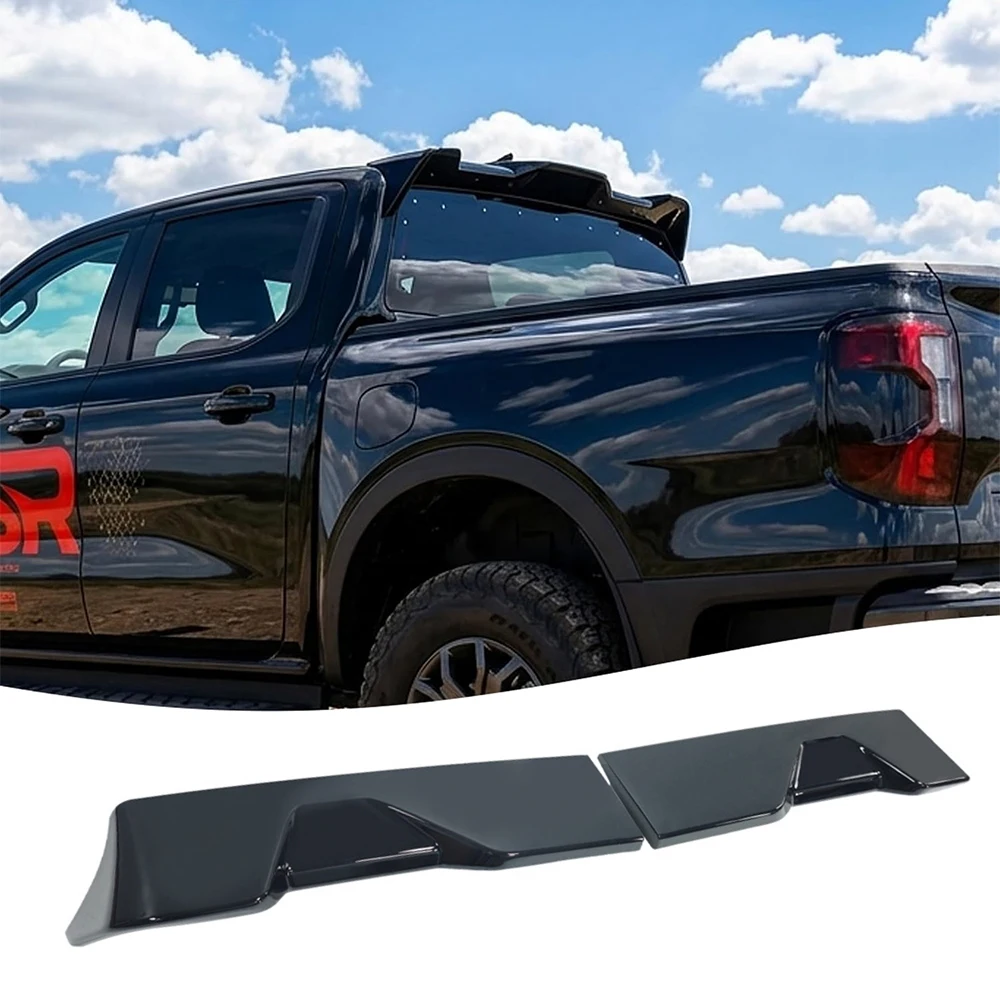 Rear Spoiler Cap Roof Wing For Ford Ranger T9 2022 2023 2024 2025 2026 Rear Window Top Lip Boot Wings Trim Gloss Black Body Kit