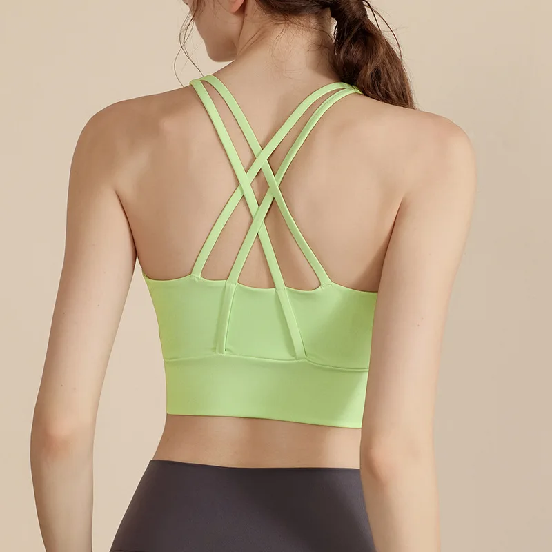Yoga vest with chest pad all-in-one push-up sports bra slimming breathable bra shock-proof fitness back women summer 2026