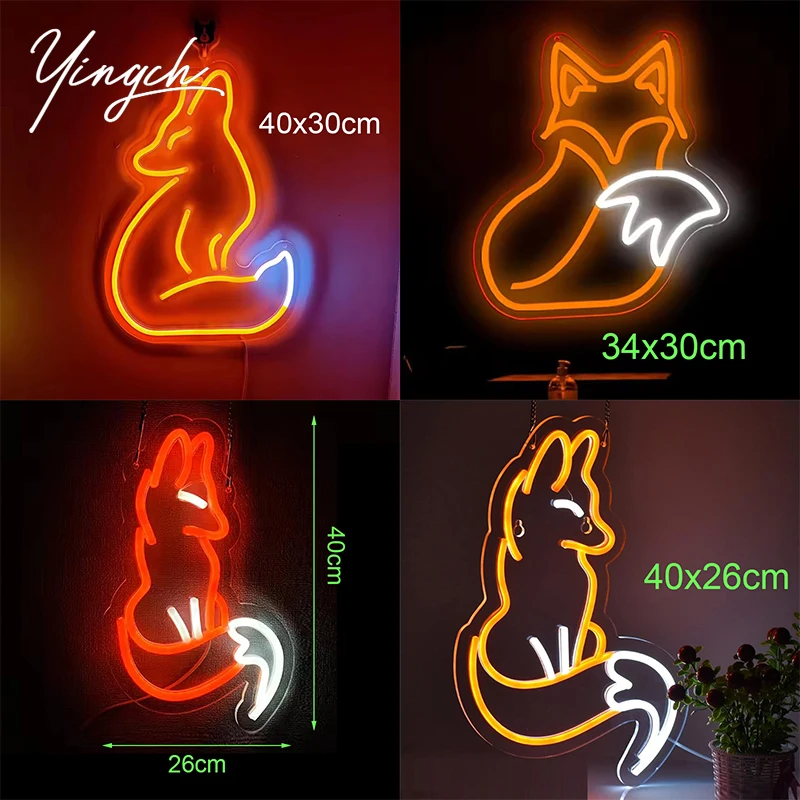 

Fox Neon Sign Light Custom LED Animal Neon Logo Decoration Lamp with Dimmer for Room Home Bar Hotel Party Club USB Powered Gift